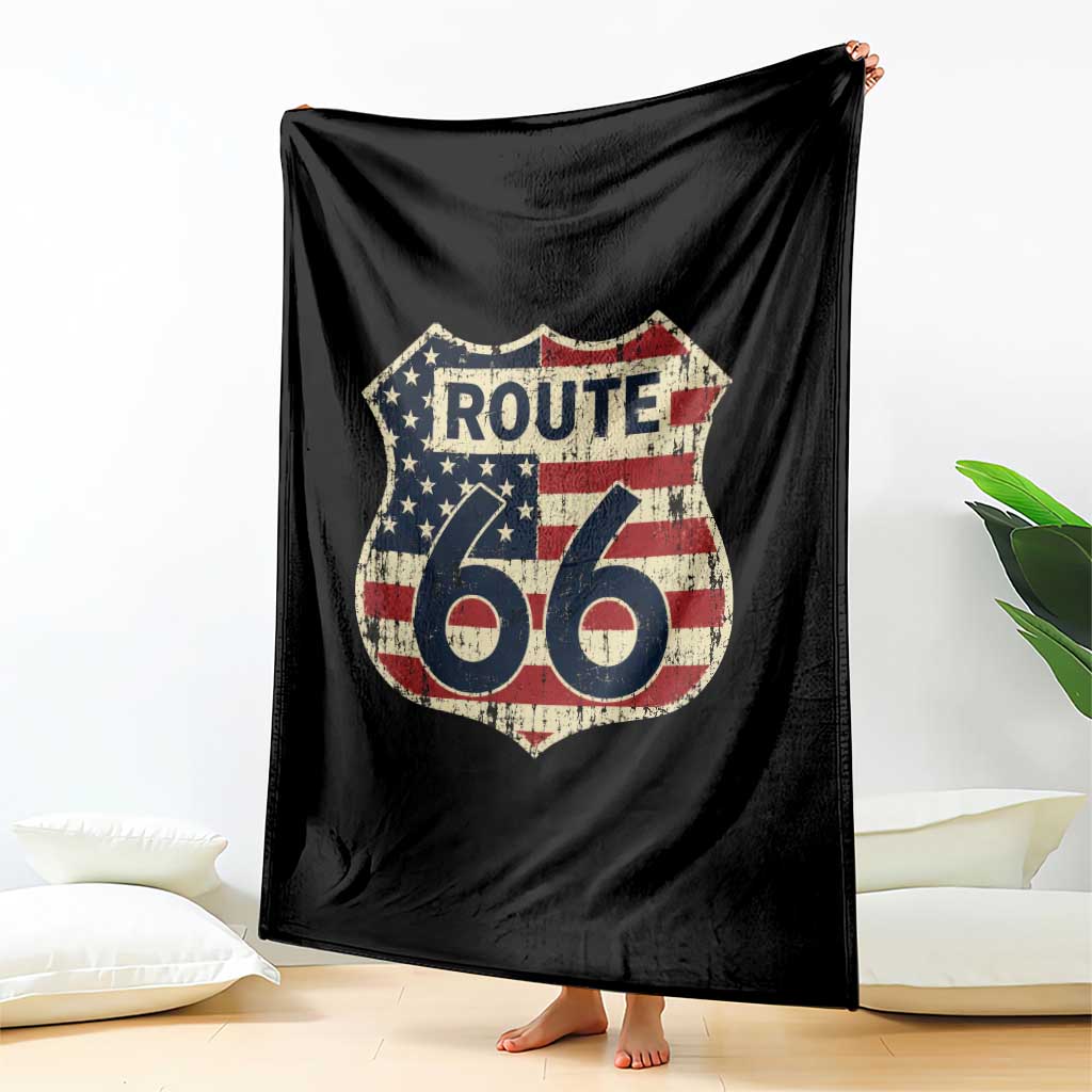 Route US 66 American Flag Americana Road Trip Throw Blanket