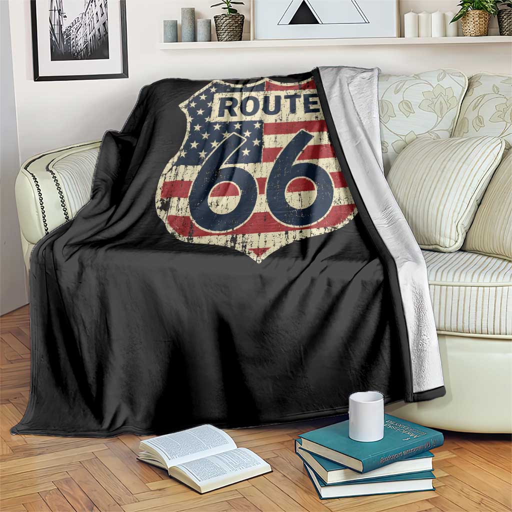 Route US 66 American Flag Americana Road Trip Throw Blanket