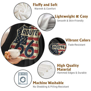 Route US 66 American Flag Americana Road Trip Throw Blanket