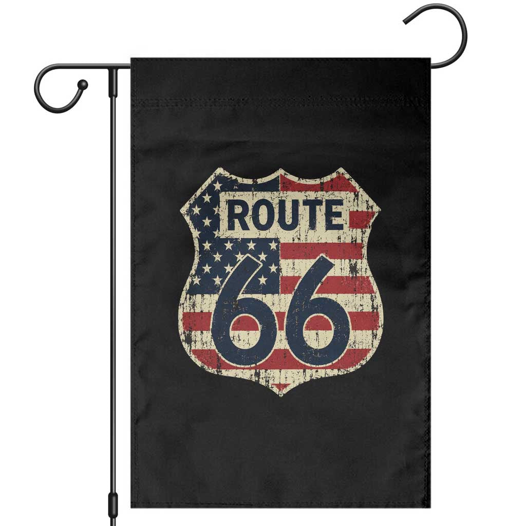 Route US 66 American Flag Americana Road Trip Garden Flag TS14 Black Print Your Wear