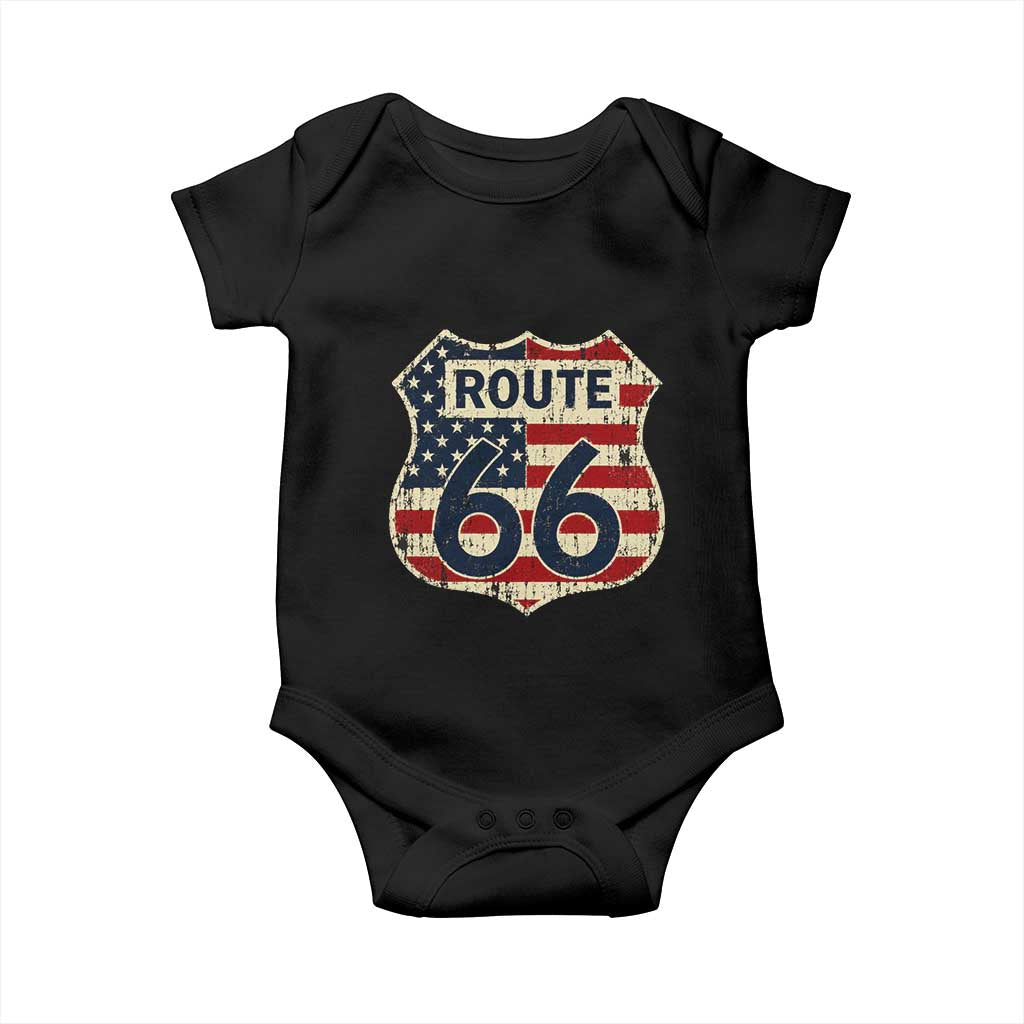 Route US 66 American Flag Americana Road Trip Baby Onesie
