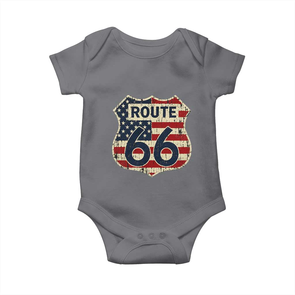 Route US 66 American Flag Americana Road Trip Baby Onesie