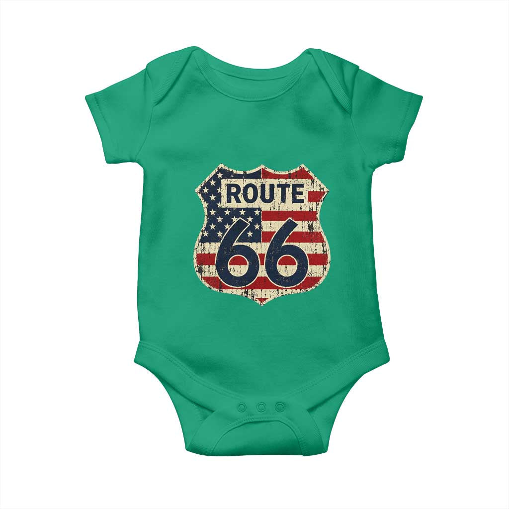 Route US 66 American Flag Americana Road Trip Baby Onesie
