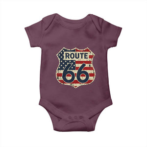 Route US 66 American Flag Americana Road Trip Baby Onesie