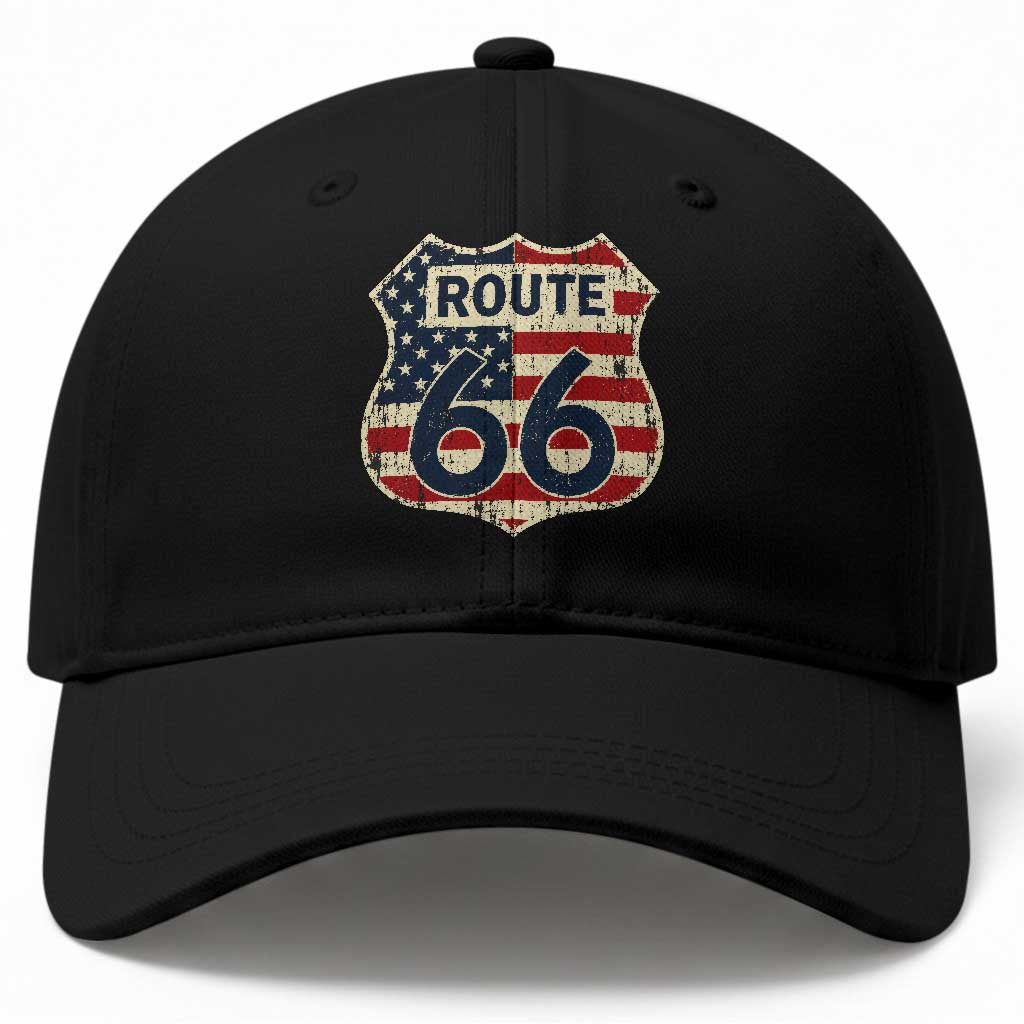 Route US 66 American Flag Americana Road Trip Baseball Cap TS14 Print Your Wear