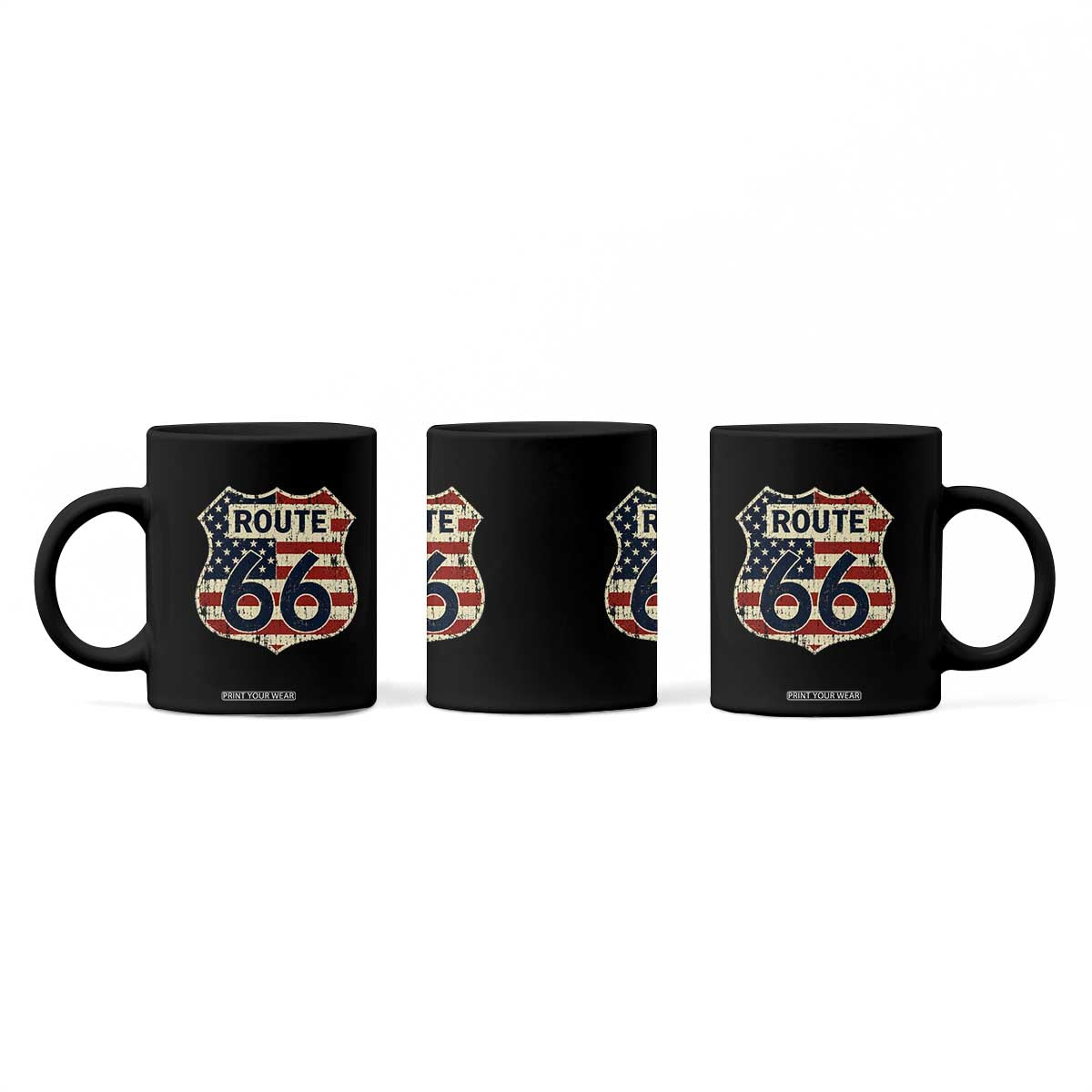 Route US 66 American Flag Americana Road Trip Coffee Mug