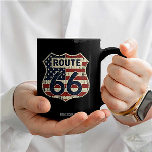 Route US 66 American Flag Americana Road Trip Coffee Mug