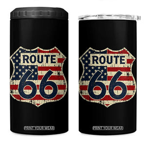 Route US 66 American Flag Americana Road Trip 4 in 1 Can Cooler Tumbler