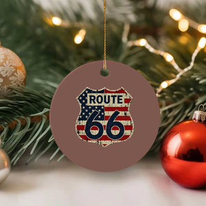 Route US 66 American Flag Americana Road Trip Ceramic Ornament