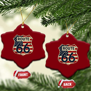 Route US 66 American Flag Americana Road Trip Ceramic Ornament