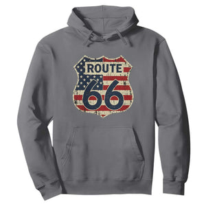 Route US 66 American Flag Americana Road Trip Hoodie