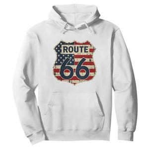 Route US 66 American Flag Americana Road Trip Hoodie