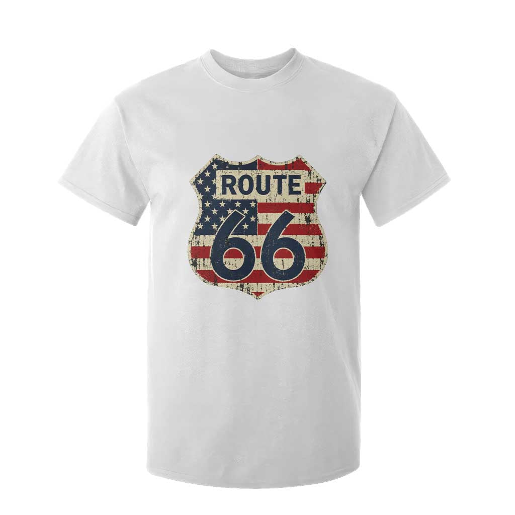 Route US 66 American Flag Americana Road Trip T Shirt For Kid