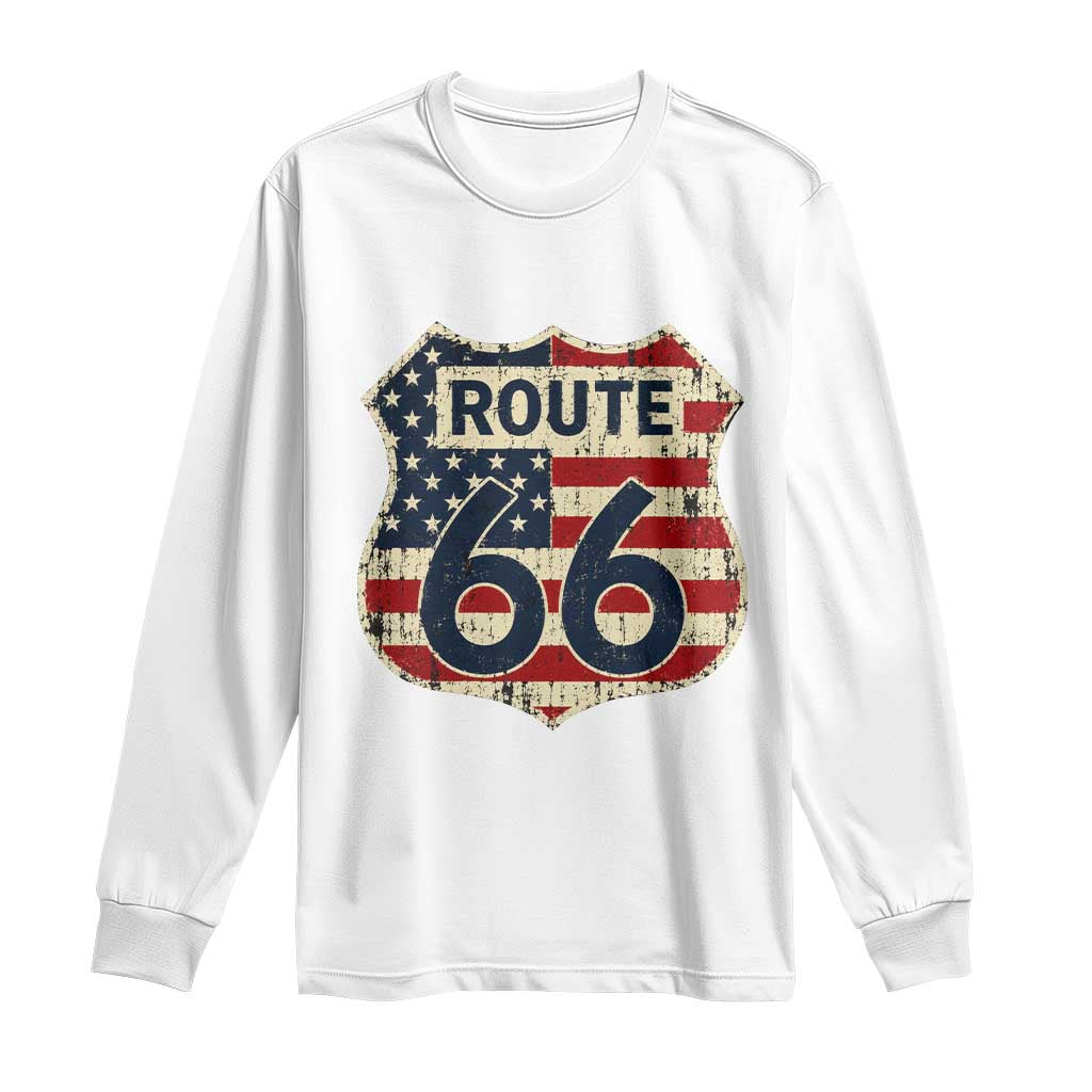 Route US 66 American Flag Americana Road Trip Long Sleeve Shirt