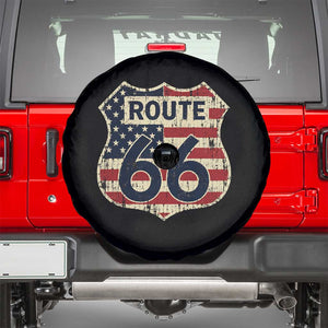 Route US 66 American Flag Americana Road Trip Spare Tire Cover TS14 Black Print Your Wear