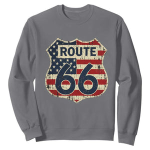 Route US 66 American Flag Americana Road Trip Sweatshirt