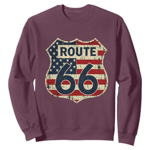 Route US 66 American Flag Americana Road Trip Sweatshirt