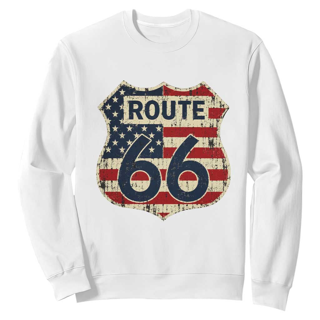 Route US 66 American Flag Americana Road Trip Sweatshirt