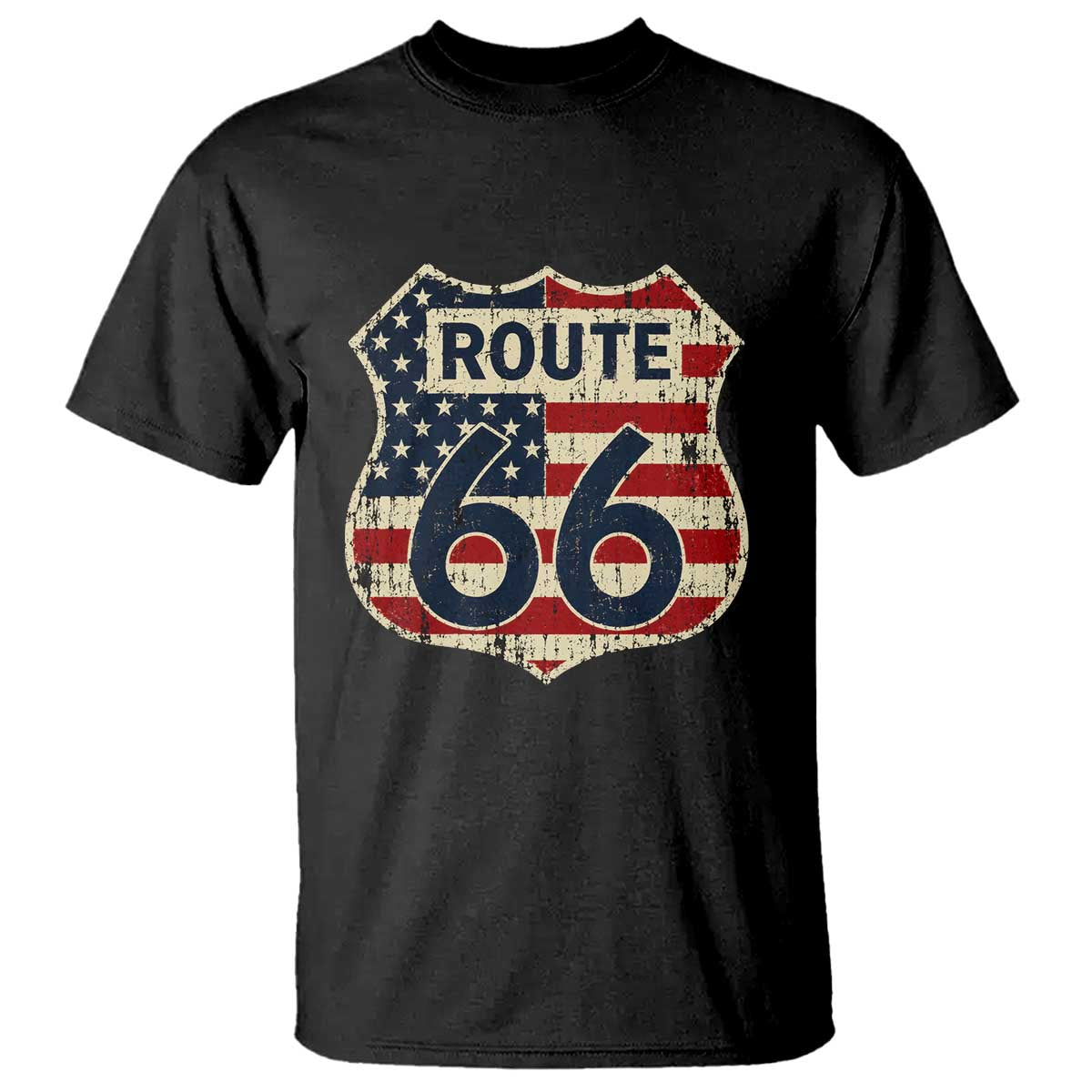 Route US 66 American Flag Americana Road Trip T Shirt