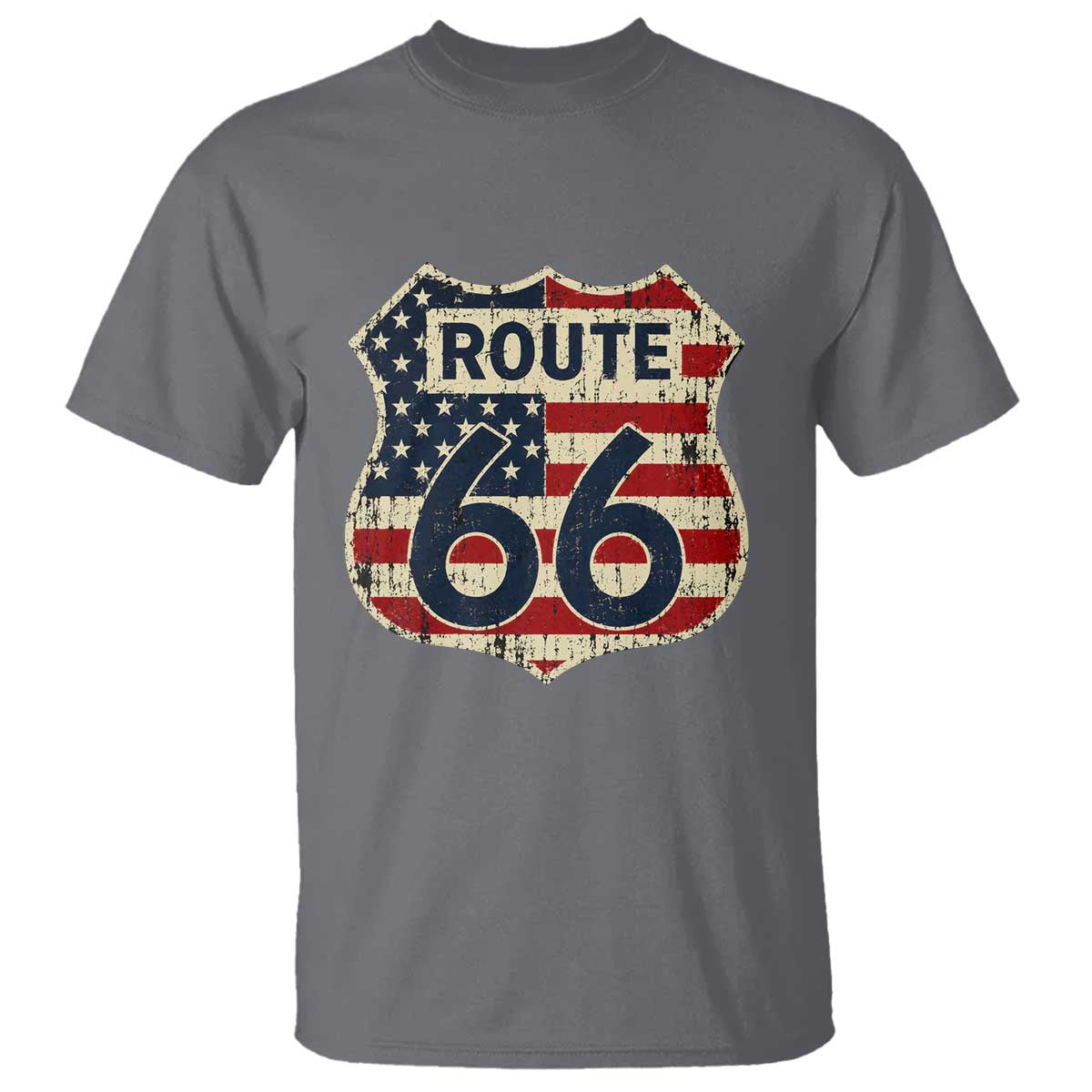 Route US 66 American Flag Americana Road Trip T Shirt