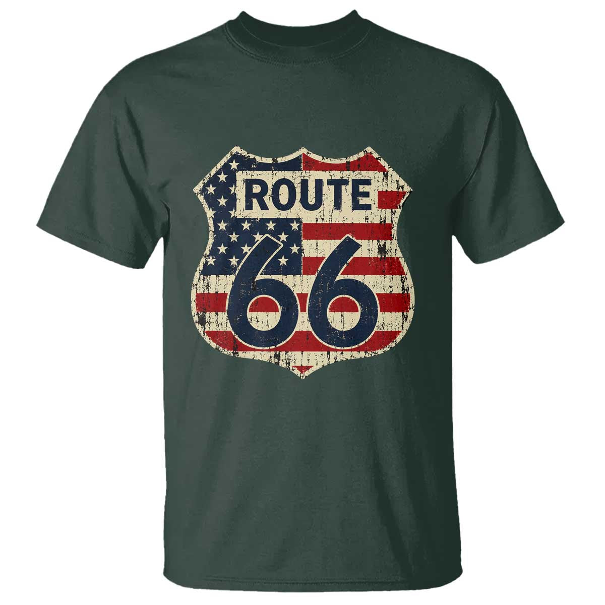 Route US 66 American Flag Americana Road Trip T Shirt