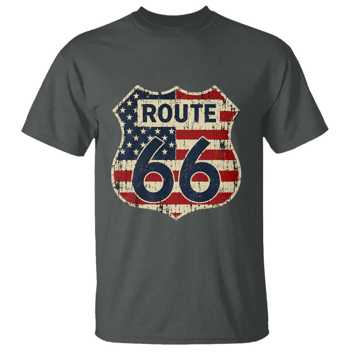Route US 66 American Flag Americana Road Trip T Shirt