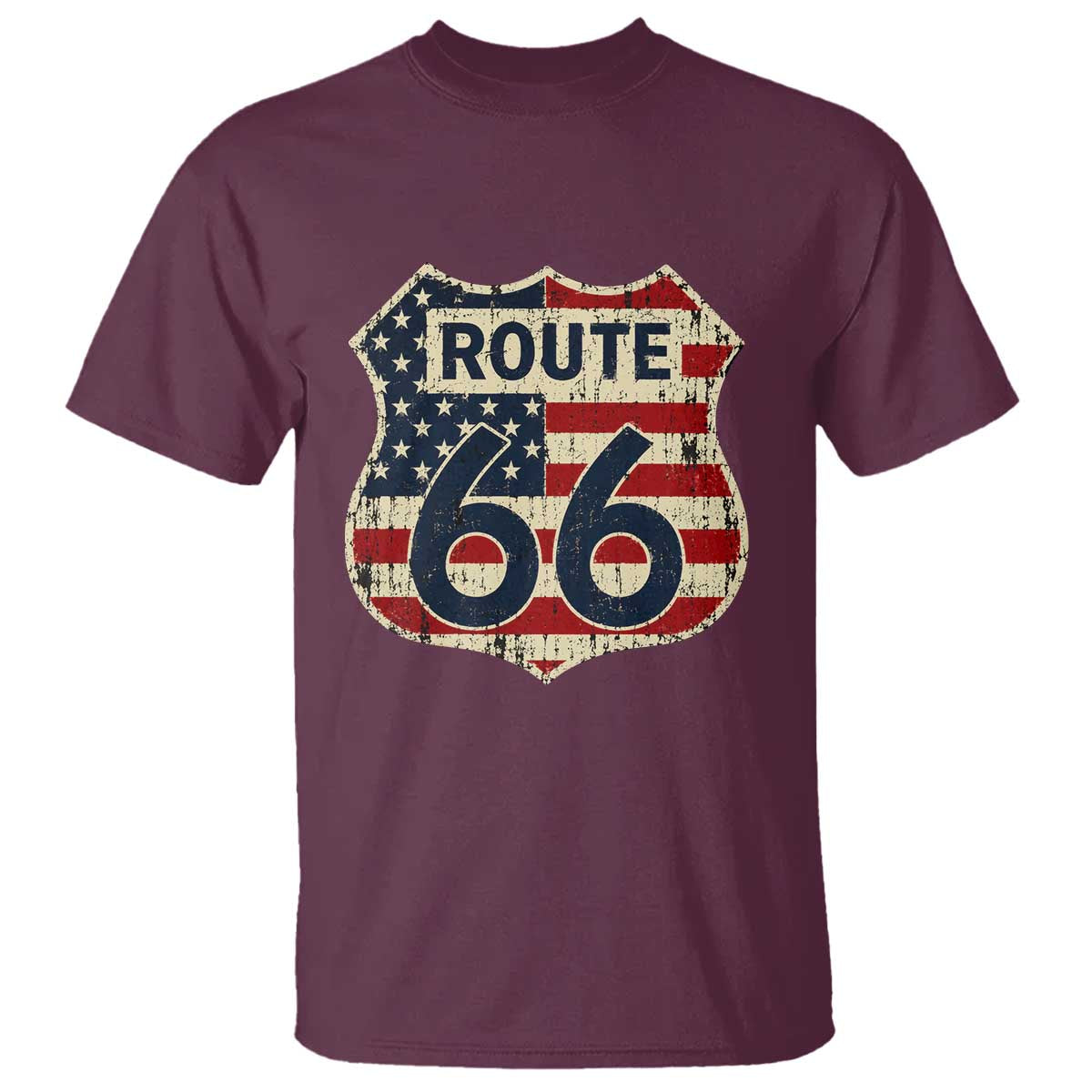 Route US 66 American Flag Americana Road Trip T Shirt