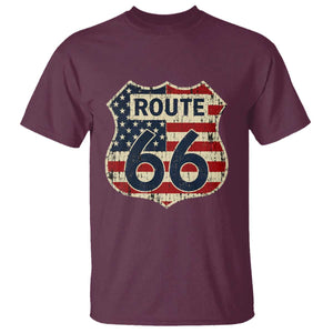 Route US 66 American Flag Americana Road Trip T Shirt