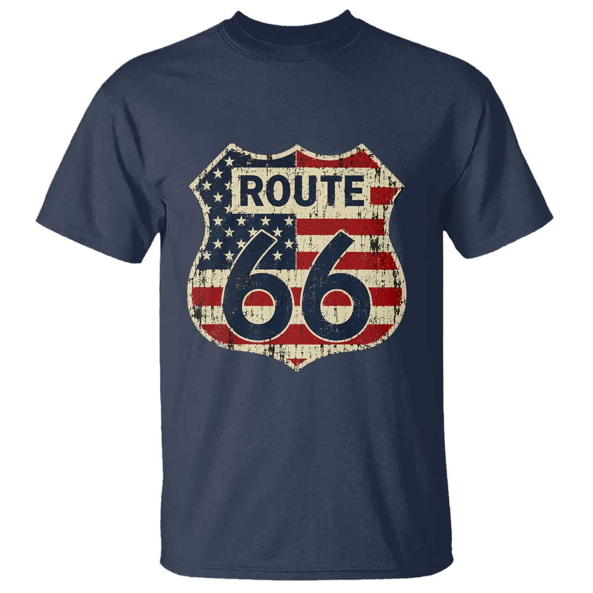 Route US 66 American Flag Americana Road Trip T Shirt