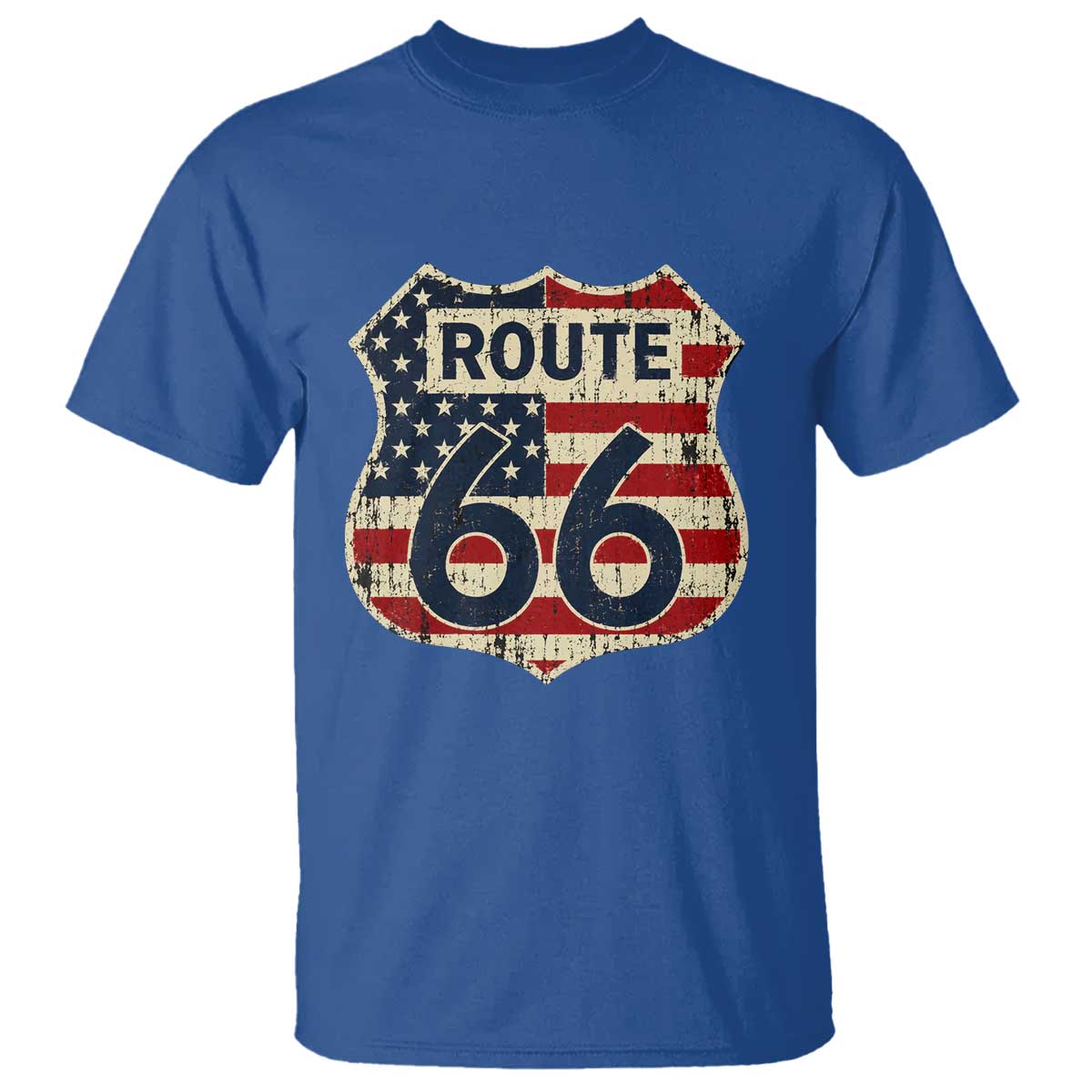 Route US 66 American Flag Americana Road Trip T Shirt