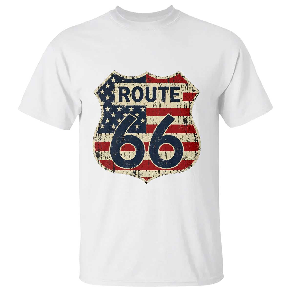 Route US 66 American Flag Americana Road Trip T Shirt