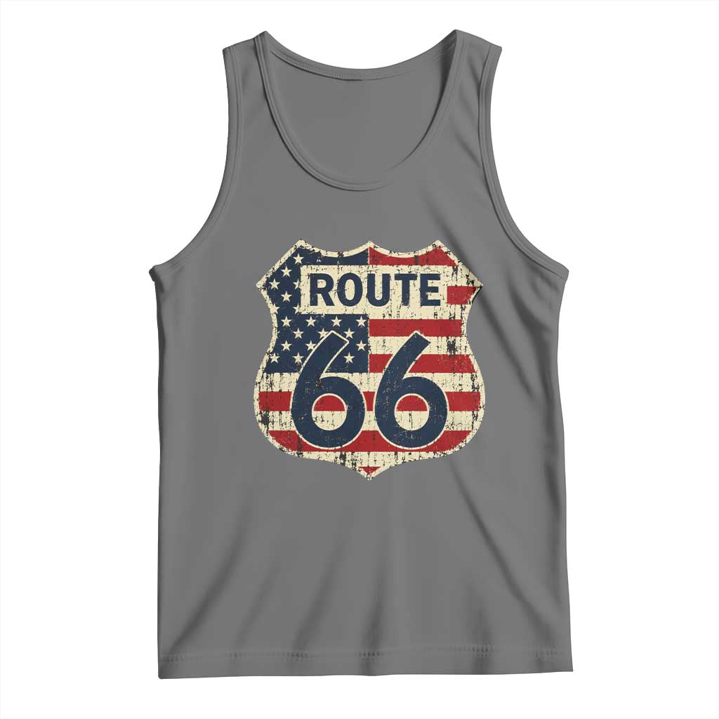 Route US 66 American Flag Americana Road Trip Tank Top