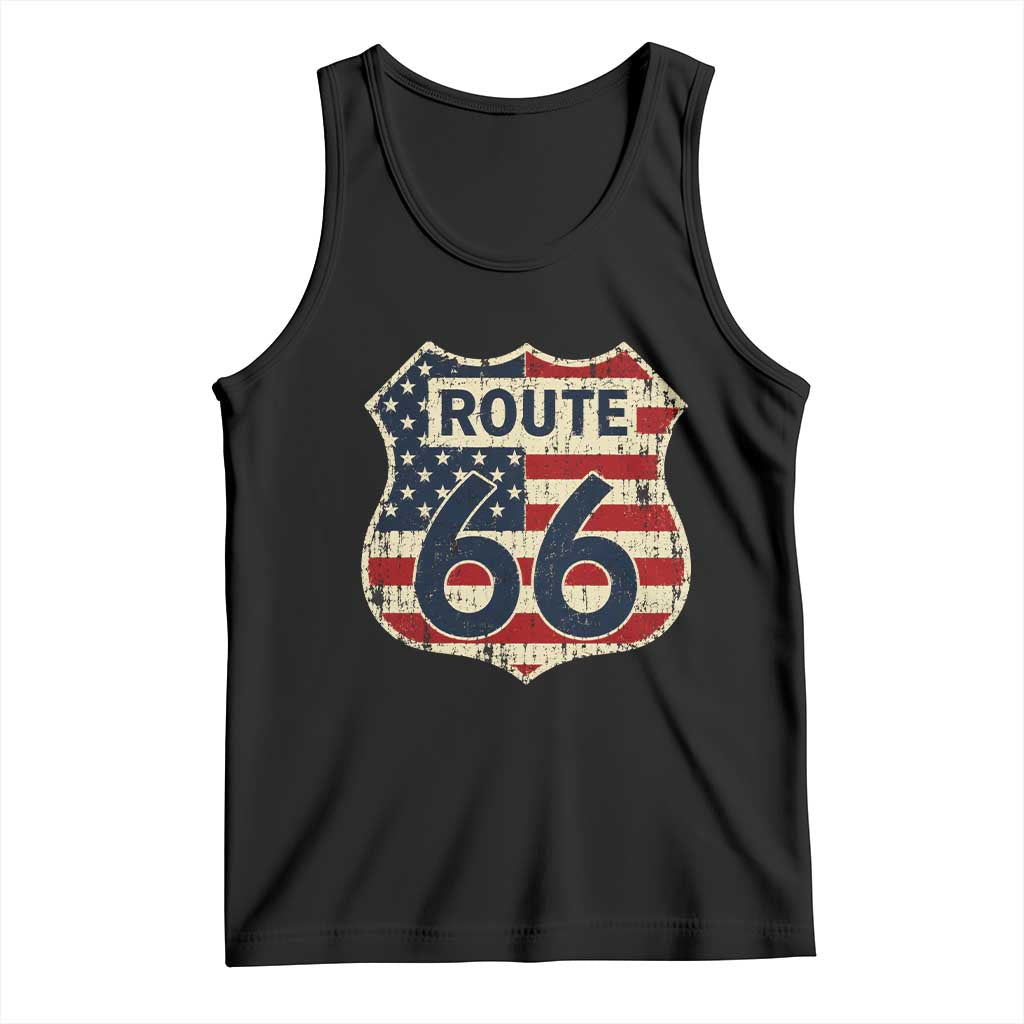 Route US 66 American Flag Americana Road Trip Tank Top