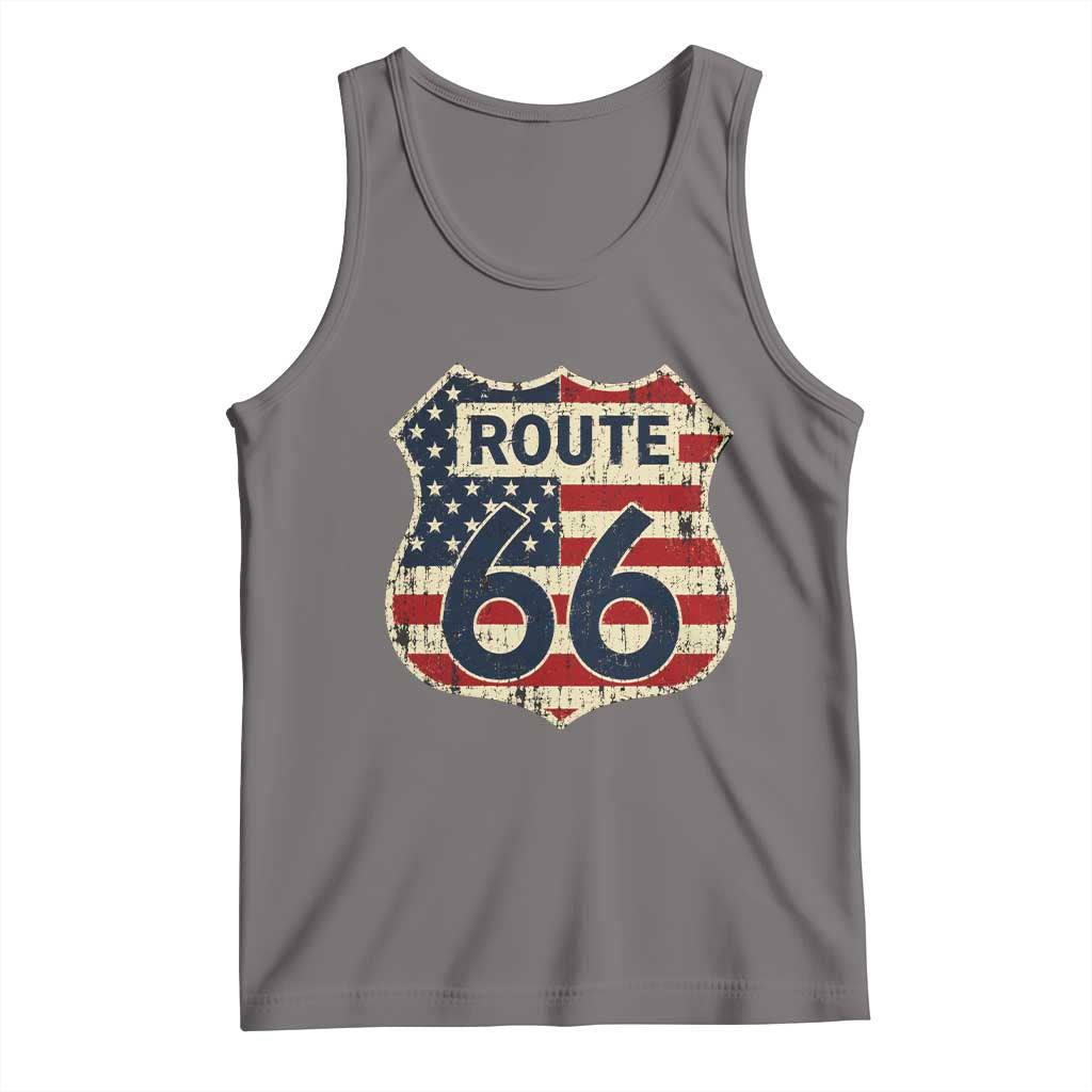 Route US 66 American Flag Americana Road Trip Tank Top