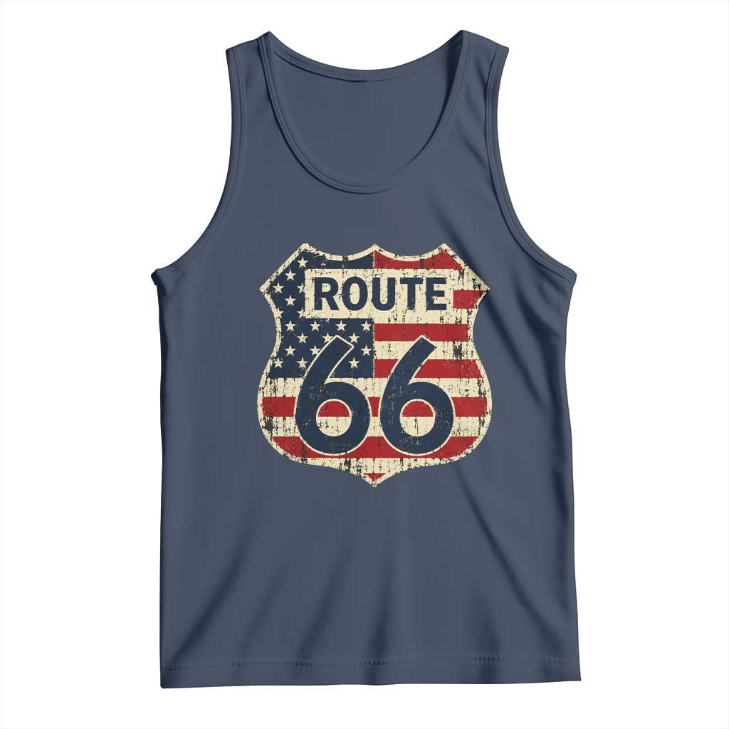 Route US 66 American Flag Americana Road Trip Tank Top