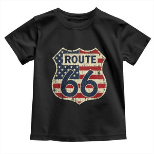 Route US 66 American Flag Americana Road Trip Toddler T Shirt