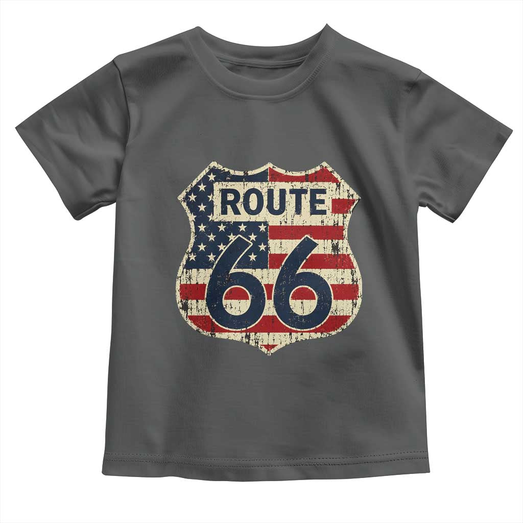 Route US 66 American Flag Americana Road Trip Toddler T Shirt