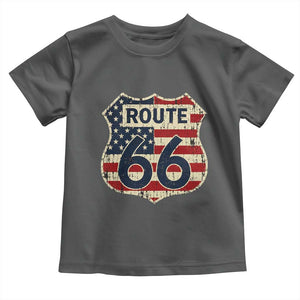 Route US 66 American Flag Americana Road Trip Toddler T Shirt