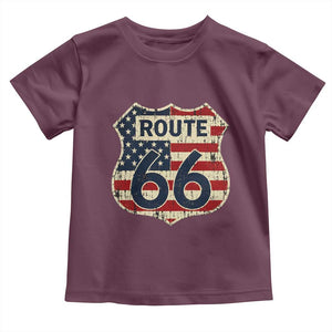 Route US 66 American Flag Americana Road Trip Toddler T Shirt