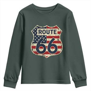 Route US 66 American Flag Americana Road Trip Youth Sweatshirt
