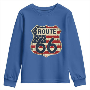 Route US 66 American Flag Americana Road Trip Youth Sweatshirt