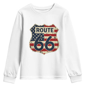 Route US 66 American Flag Americana Road Trip Youth Sweatshirt
