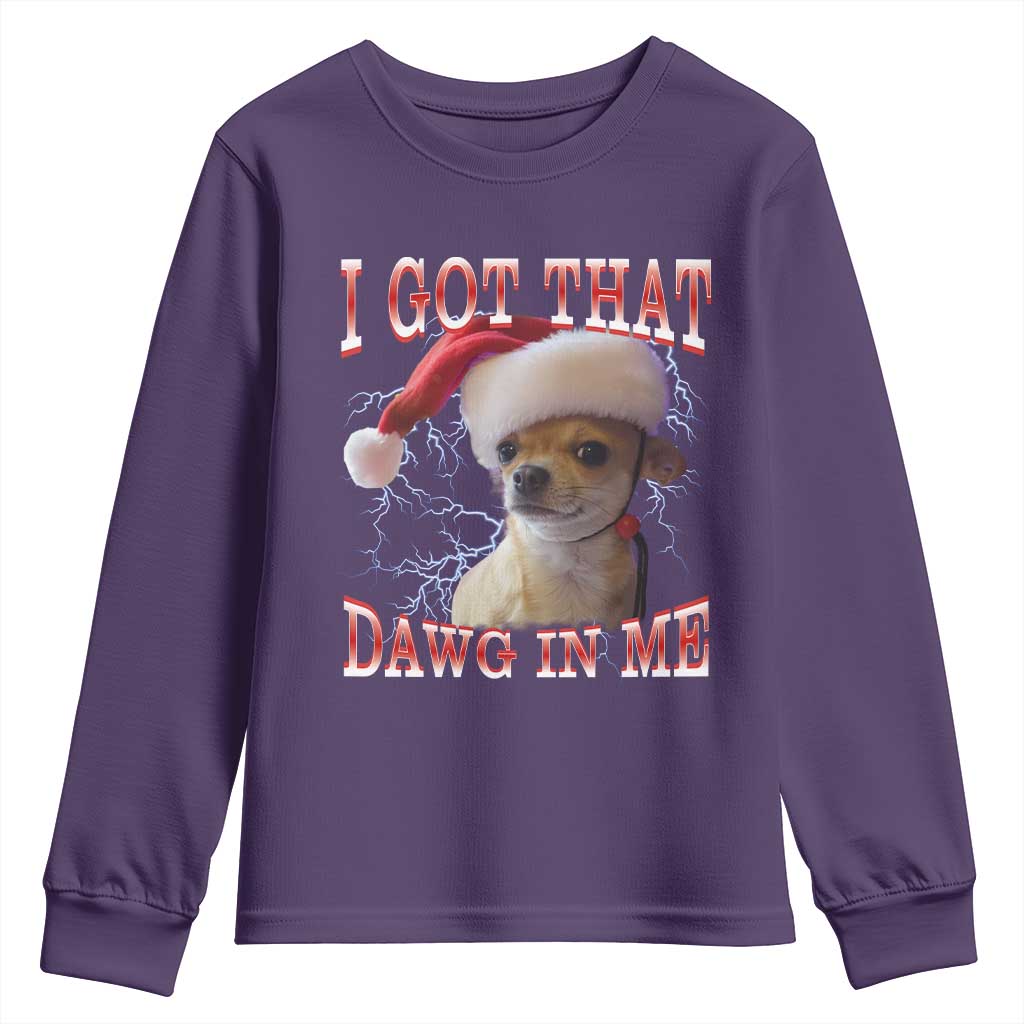 Funny Chihuahua Christmas Meme Youth Sweatshirt I Got That Dawg In Me TS14 Purple Print Your Wear