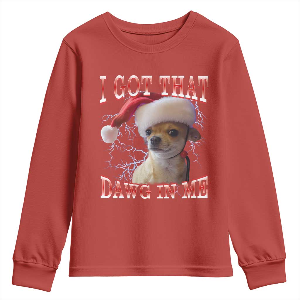 Funny Chihuahua Christmas Meme Youth Sweatshirt I Got That Dawg In Me TS14 Red Print Your Wear