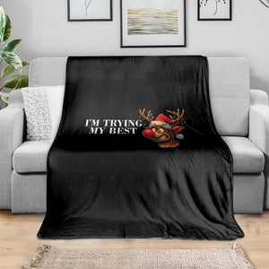 Funny Reindeer Christmas Meme Throw Blanket I Am Trying My Best TS14 Print Your Wear