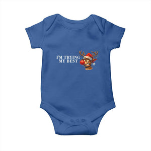 Funny Reindeer Christmas Meme Baby Onesie I Am Trying My Best TS14 Royal Blue Print Your Wear