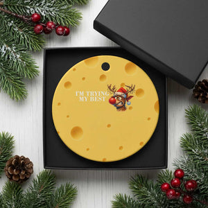 Funny Reindeer Xmas Meme Ceramic Ornament I Am Trying My Best TS14 1pc Yellow Cheese Print Your Wear