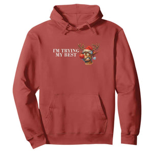 Funny Reindeer Christmas Meme Hoodie I Am Trying My Best TS14 Red Print Your Wear