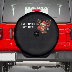 Funny Reindeer Christmas Meme Spare Tire Cover I Am Trying My Best TS14 Black Print Your Wear