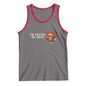 Funny Reindeer Christmas Meme Tank Top I Am Trying My Best TS14 Deep Heather Red Print Your Wear